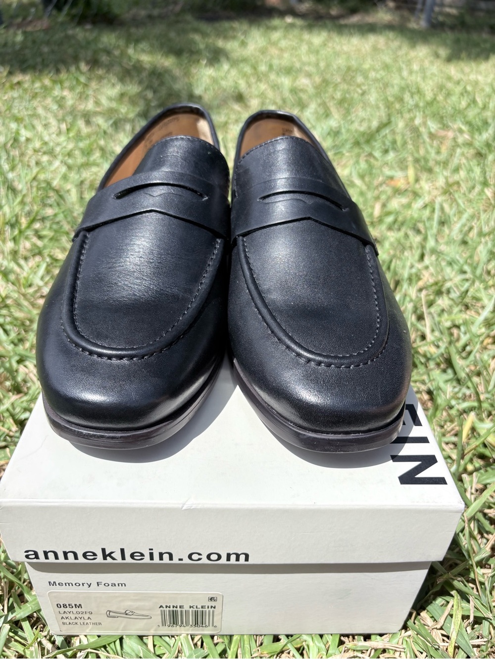 Anne Klein Woman’s Black Leather Penny Loafers